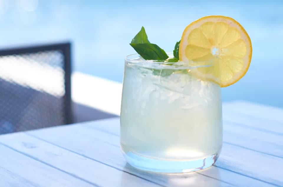 Limonada Natural: Limonada recién exprimida, bien fría, con hielo y hierbabuena.